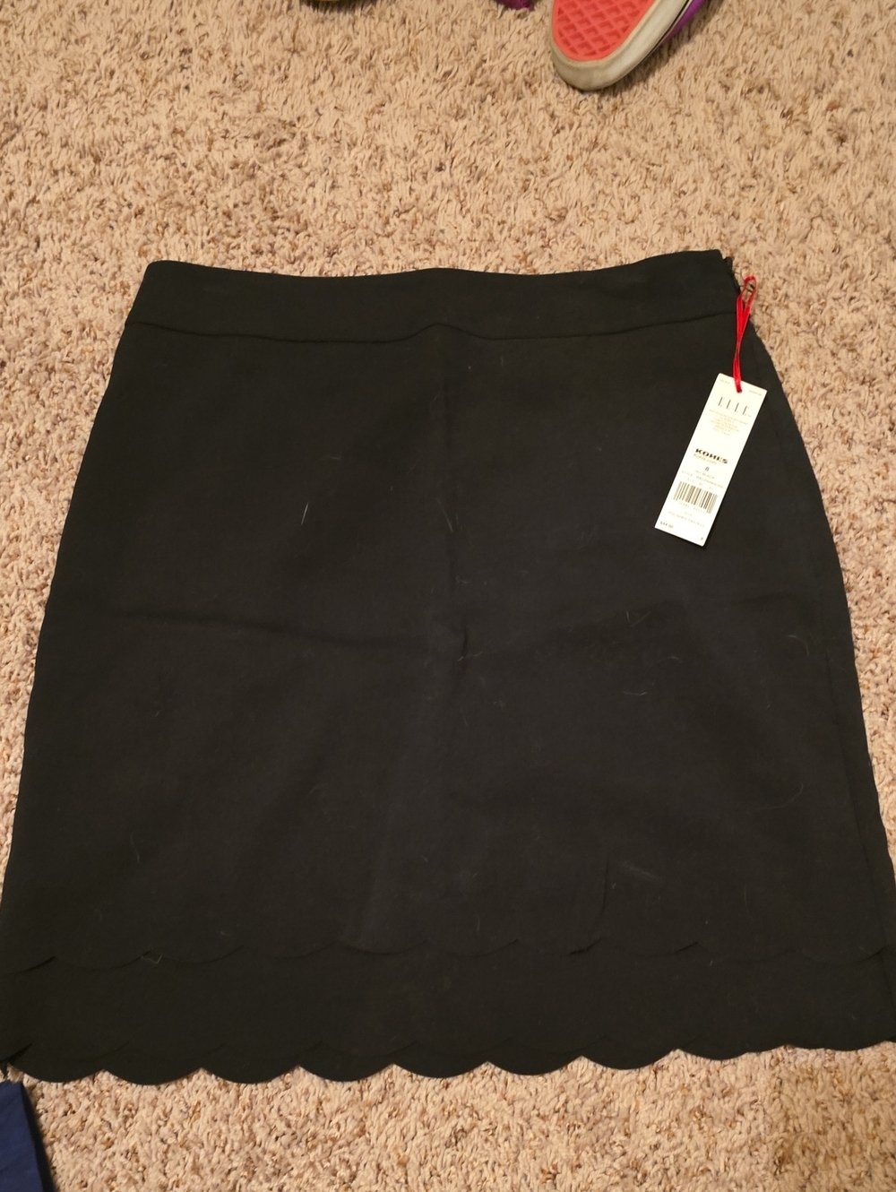 Elle Black Mini Skirt with Scalloped Hem